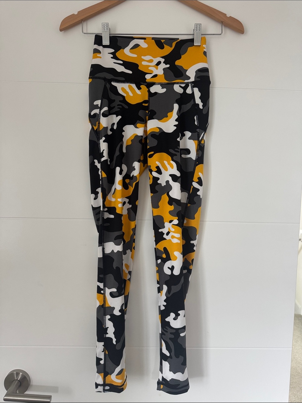 Sommer Ray High-Waist Camo Leggings in Yellow, Black & Gray